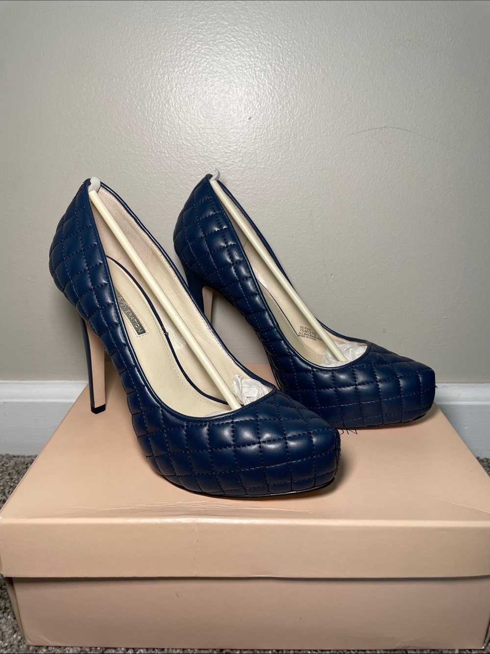 BCBGeneration Quilted Navy High Heel Pumps